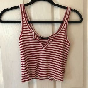 brandy red and white stripped tank